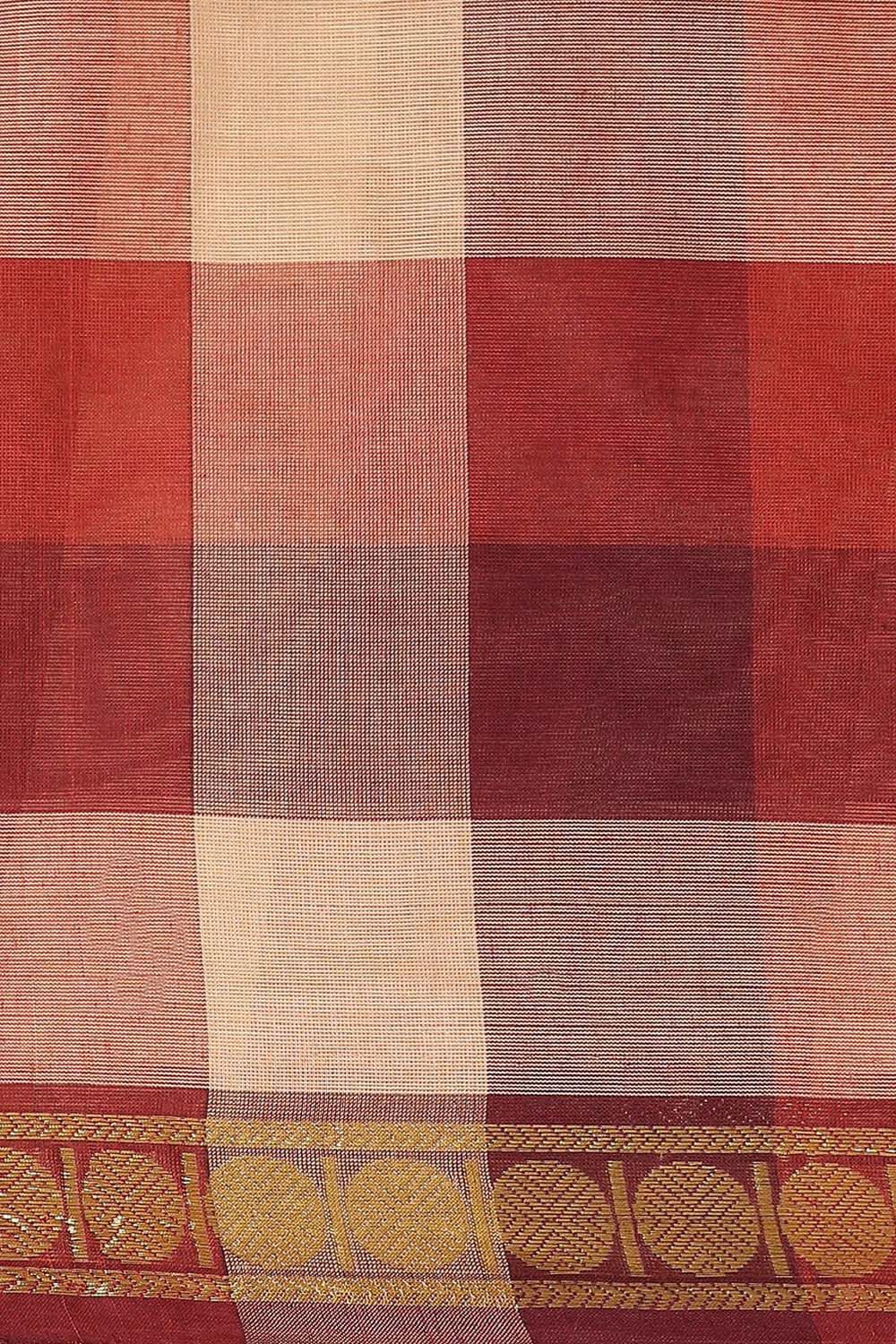 Red Pure Cotton Chettinad Saree image number null