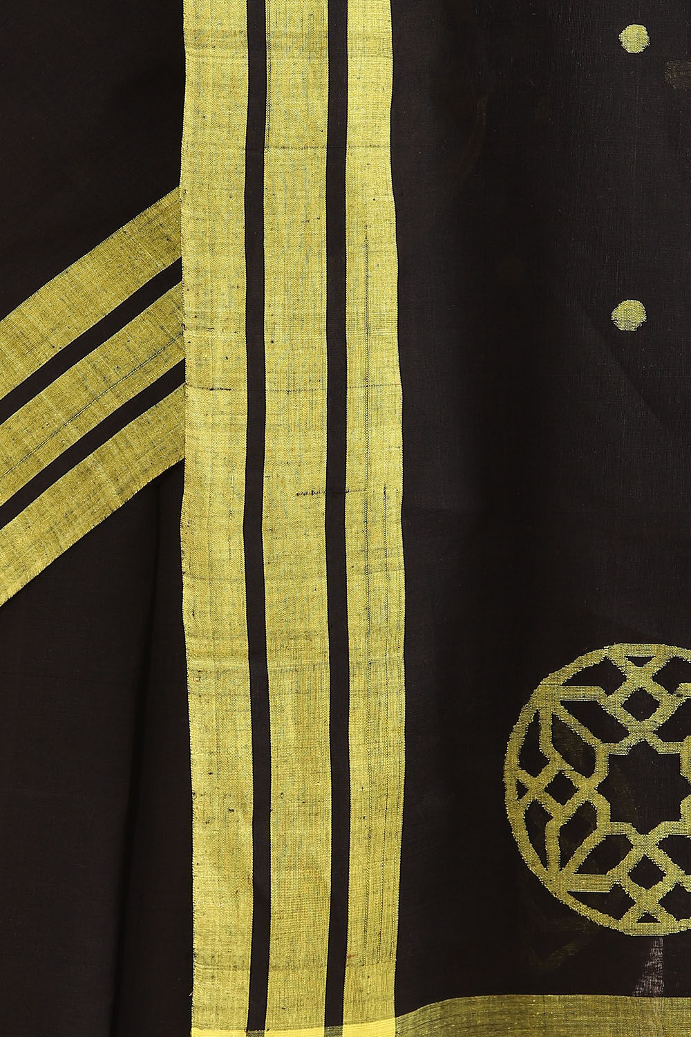 Black Pure Khadi Cotton Ponduru Jamdani Saree image number null