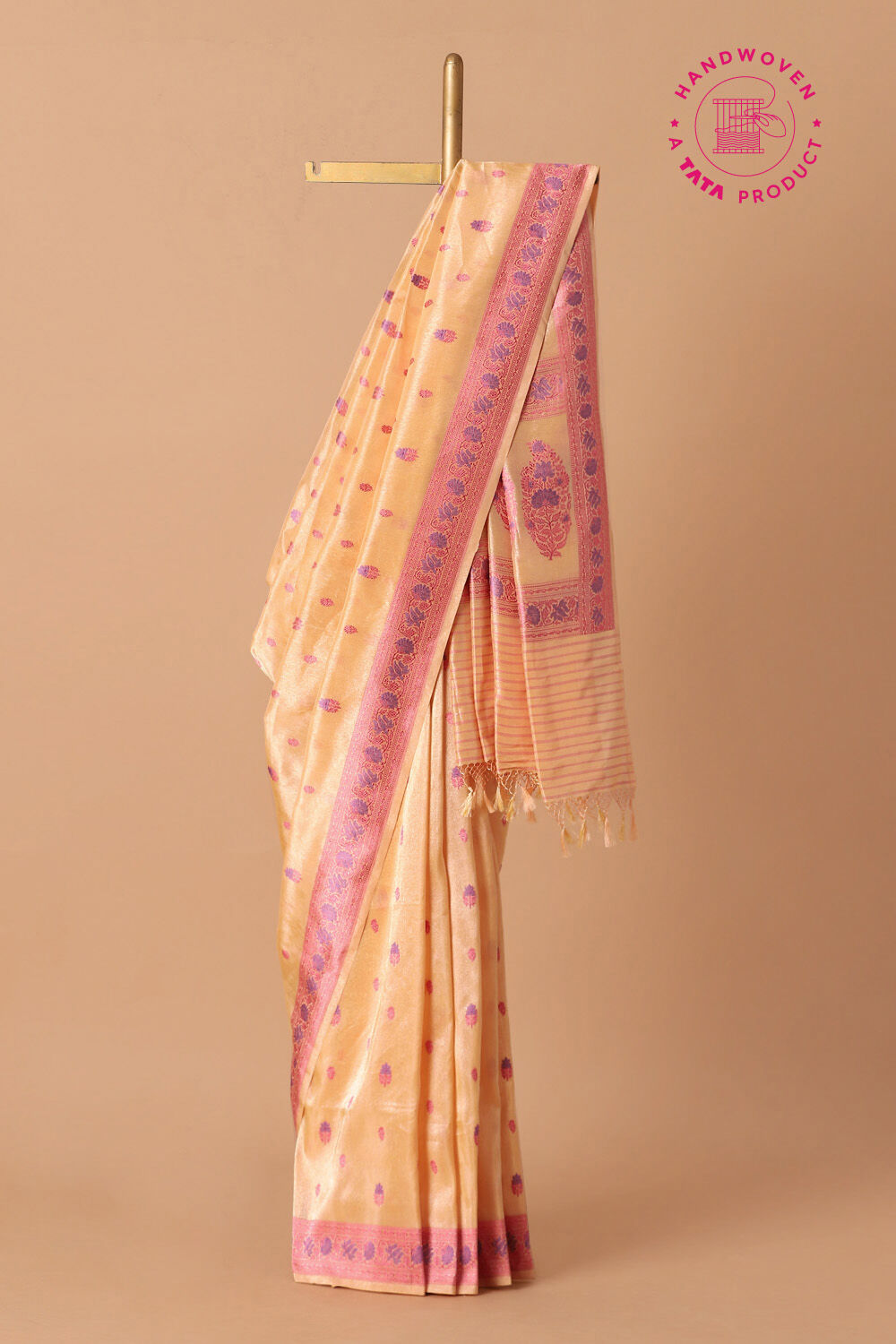Light Orange Pure Silk Banarasi Saree image number null
