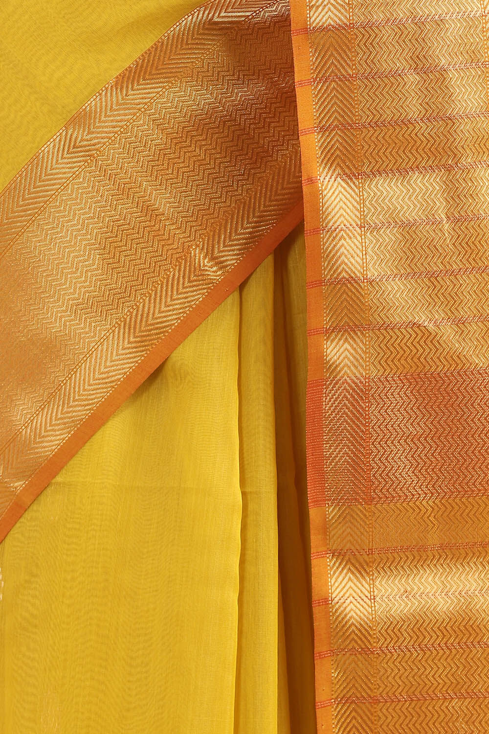 Yellow Pure Silk Cotton Maheswari Saree image number null