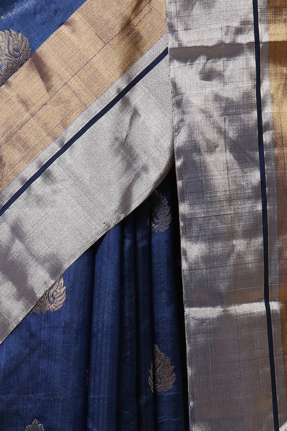 Dark Blue Pure Silk Chanderi Saree image number null