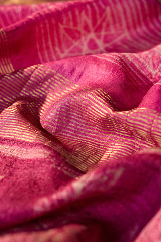 Pink Rajasthan Pure Tussar Silk Tie and Dye Shibori Saree thumbnail image number null