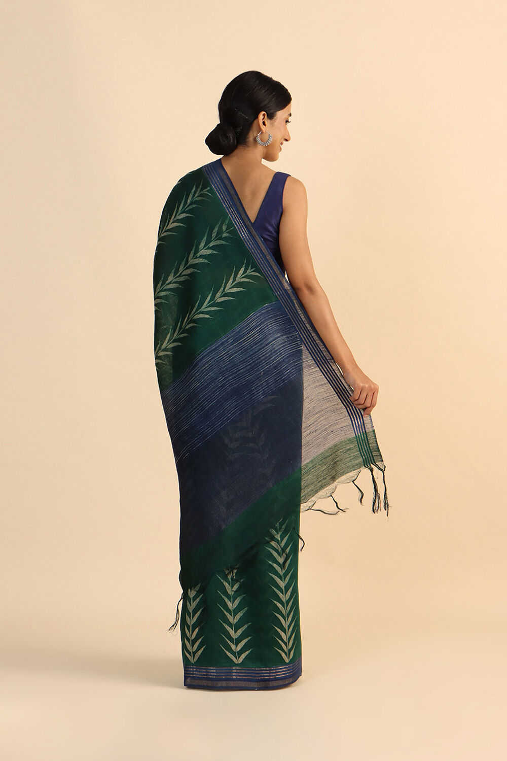 Dark Green Pure Tussar Vanya Printed Saree image number null