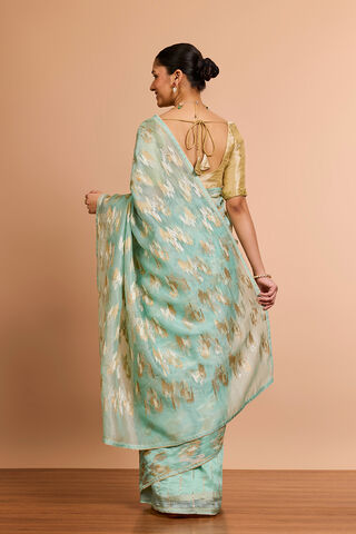 Light Blue Pure Silk Organza Embroidered Saree thumbnail image number null