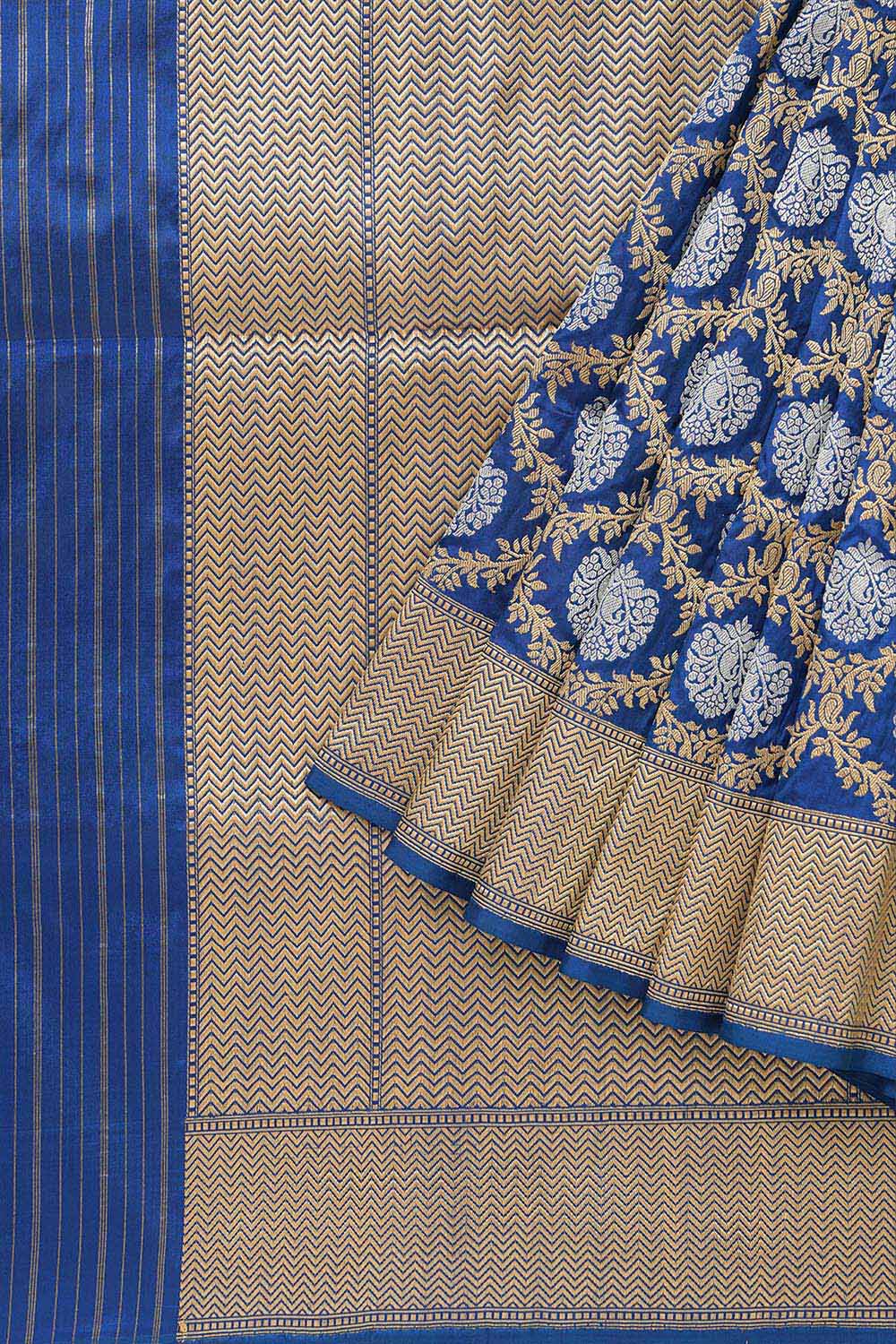 Navy Pure Silk Kadwa Banarasi Saree image number null
