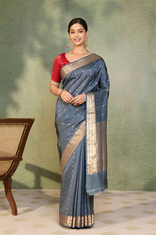 Grey Silk Viscose Cutwork Banaras  Saree thumbnail image number null