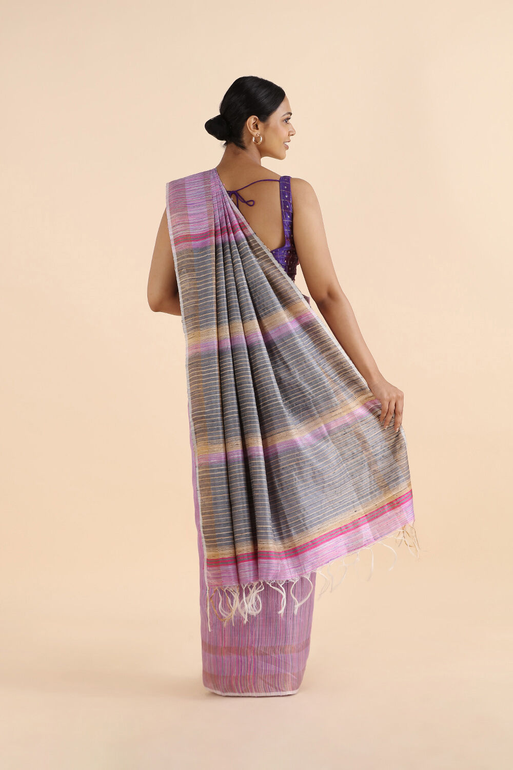 Purple Pure Tussar Silk Bhagalpuri Saree image number null
