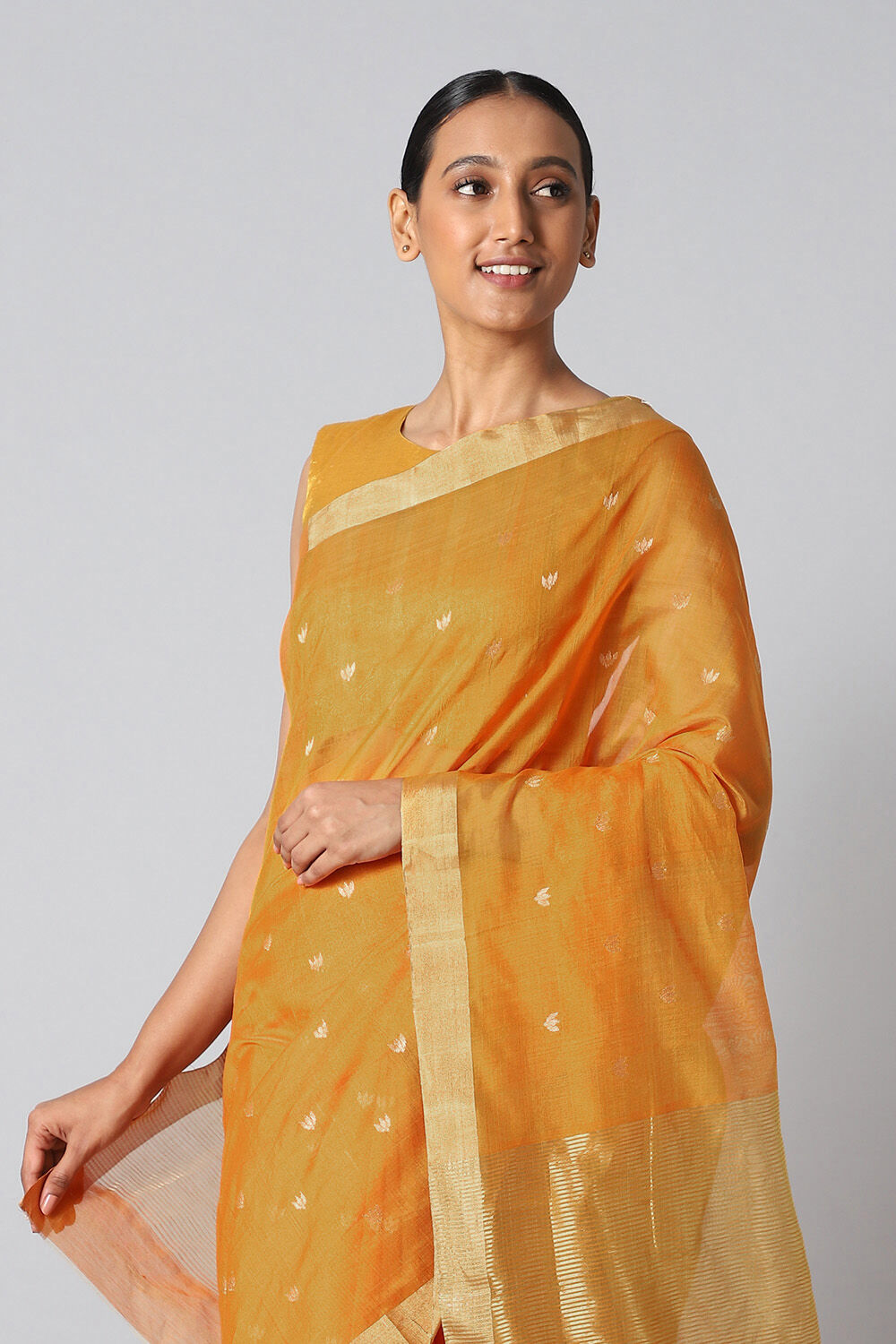 Orange Pure Silk Cotton Chanderi saree image number null