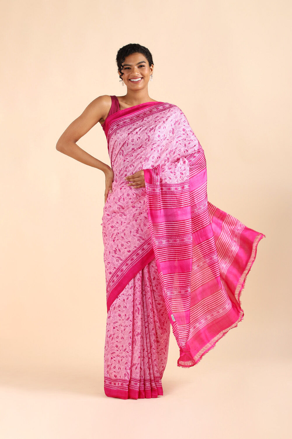 Pink Pure Silk Printed Saree image number null