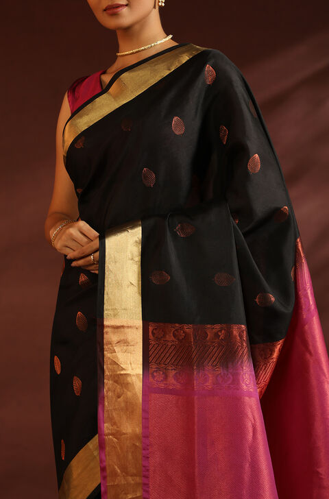 Black South Pure Silk Woven Saree