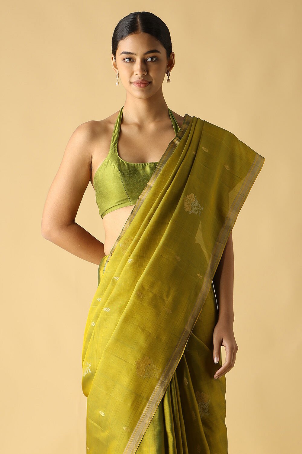 Light Green Pure Silk South Saree image number null