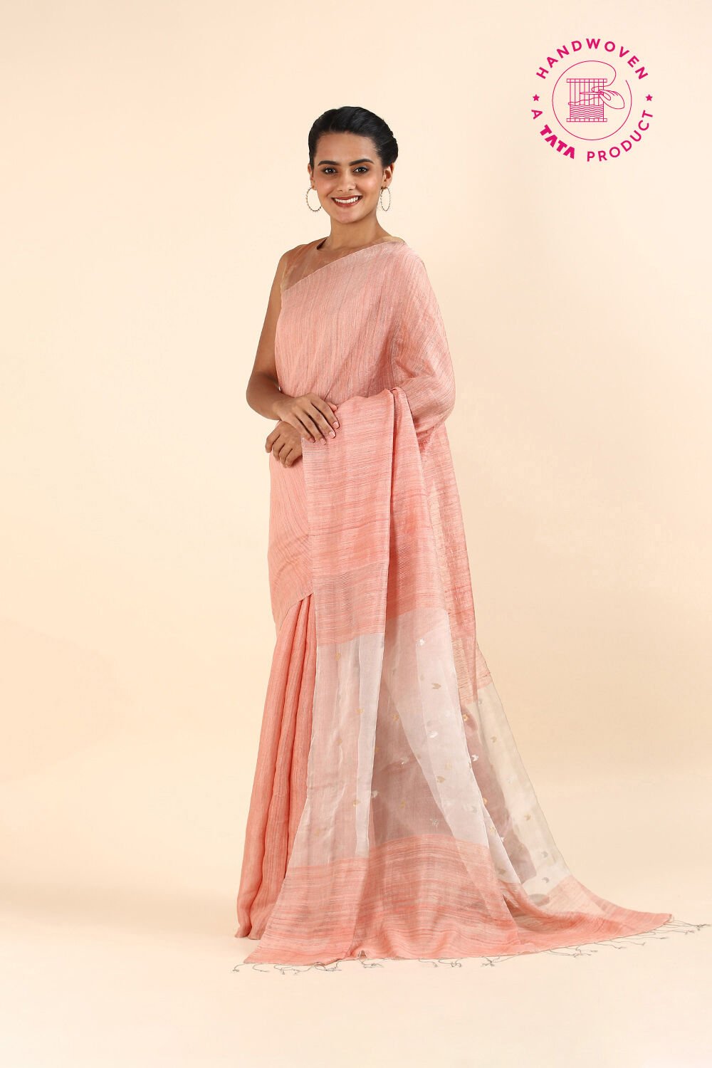 Light Pink Pure Tissue Vanya Jamdani Saree image number null