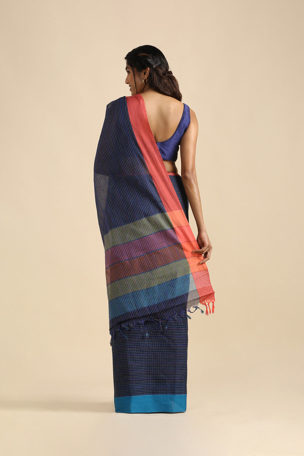 Dark Blue Pure Cotton Naranyanpet Saree image number null