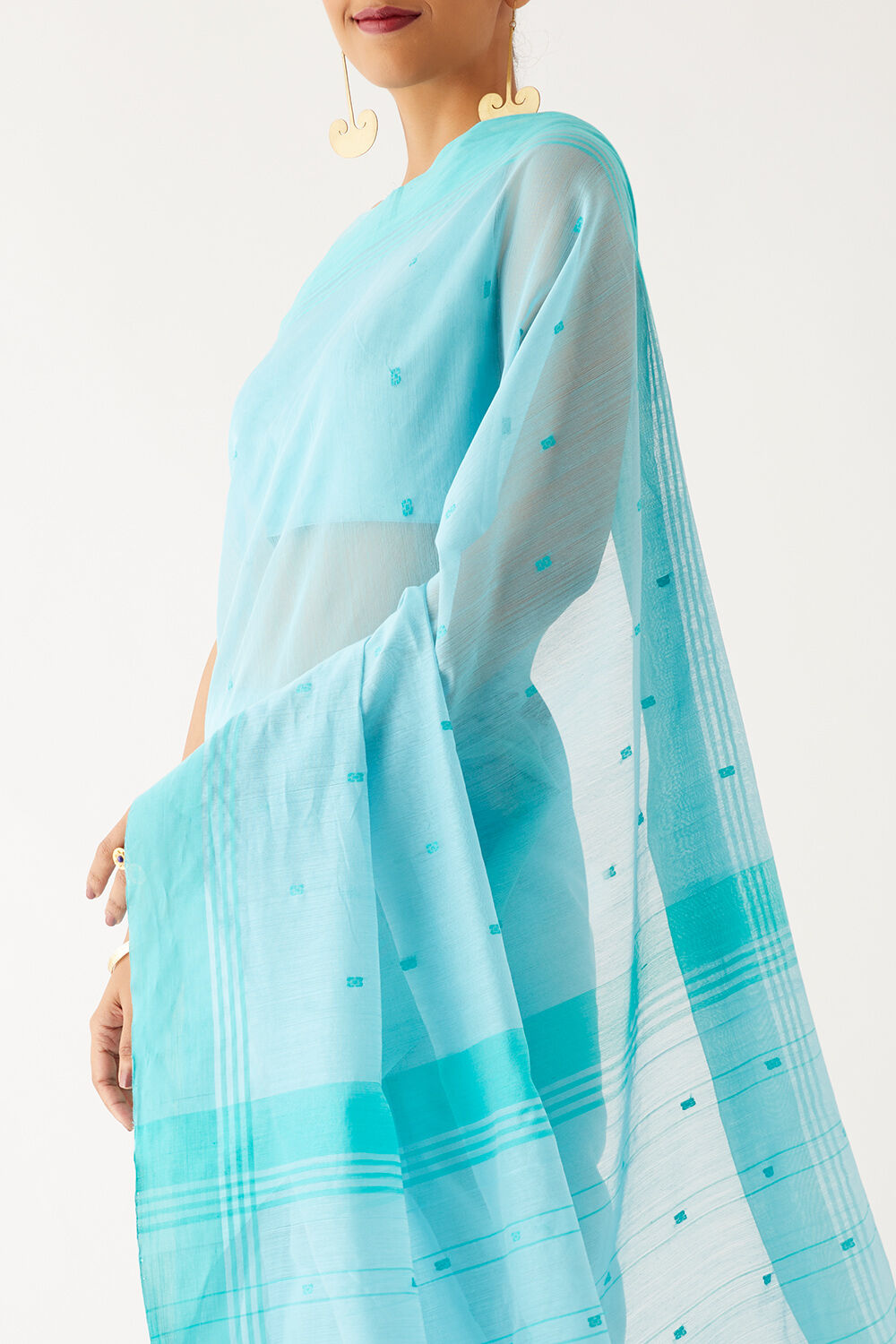 Light Blue Pure Silk Cotton Chanderi Saree image number null