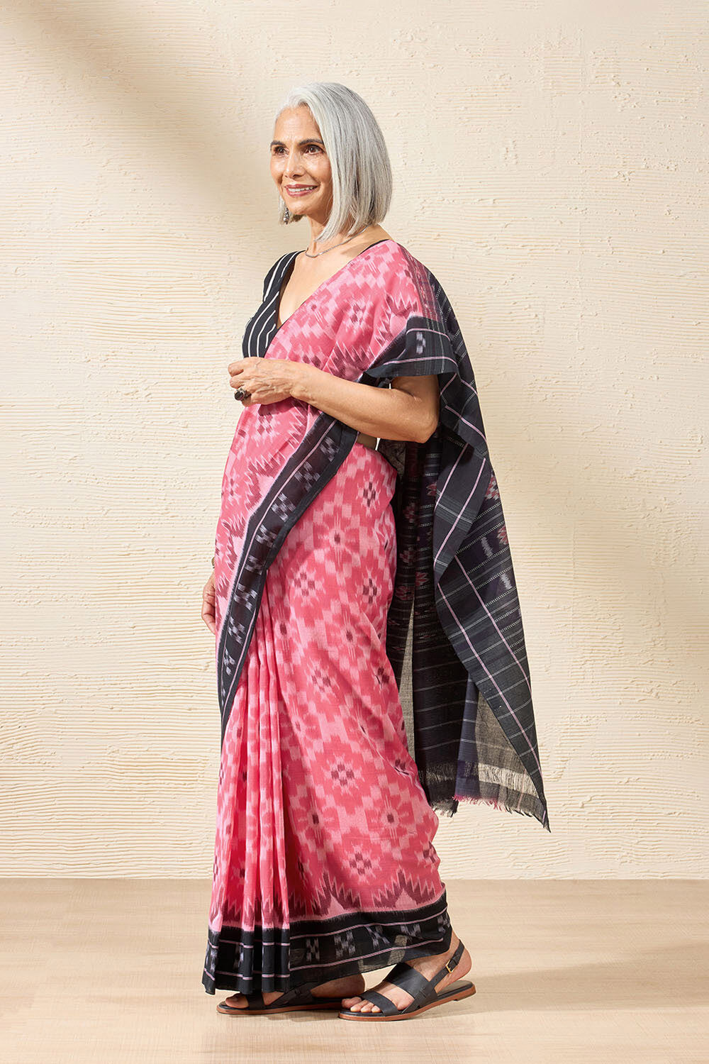 Pink Odisha Pure Cotton Ikat Saree image number null