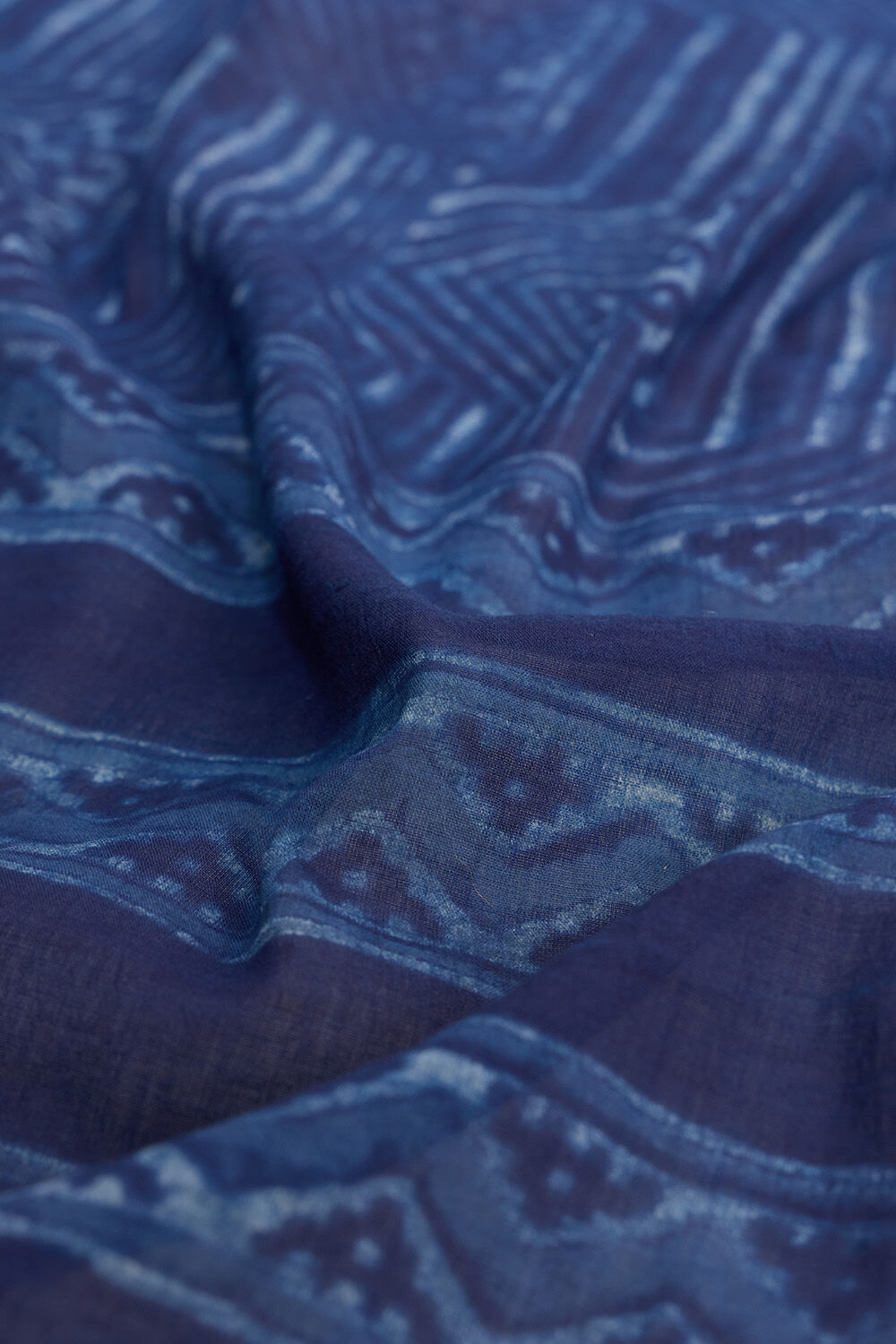 Blue Rajasthan Pure Cotton Dabu Block Printed Saree image number null