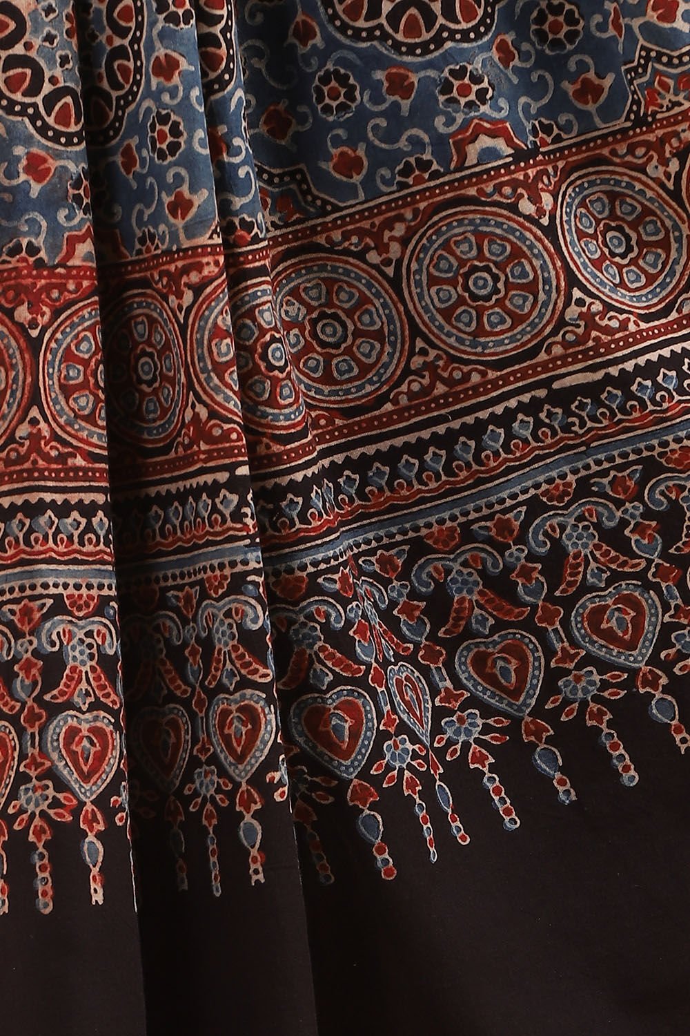 Black Pure Cotton Ajrakh Printed Saree image number null