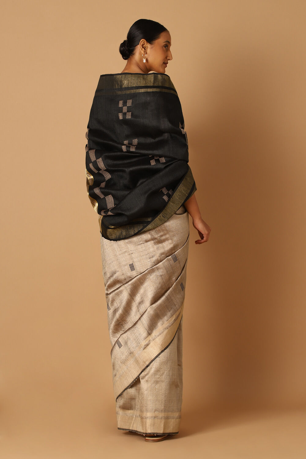 Brown Pure Tussar Silk Bhagalpuri Saree image number null