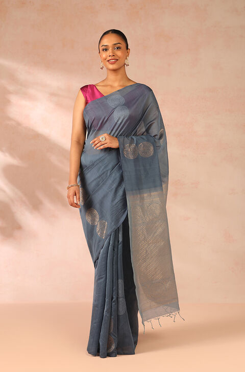 Dark Green Woven Pure Silk Cotton Saree