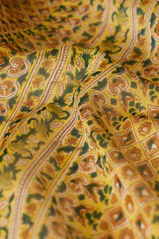 Yellow Rajasthan Pure Silk Cotton Printed Sanganeri Saree thumbnail image number null