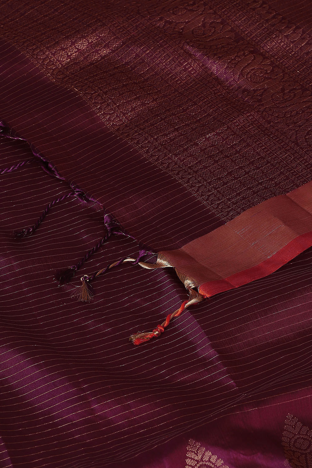 Dark Red Pure Silk South Saree image number null