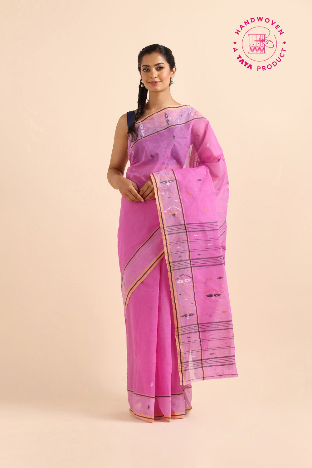 Light Pink Pure Cotton Bengal Saree image number null