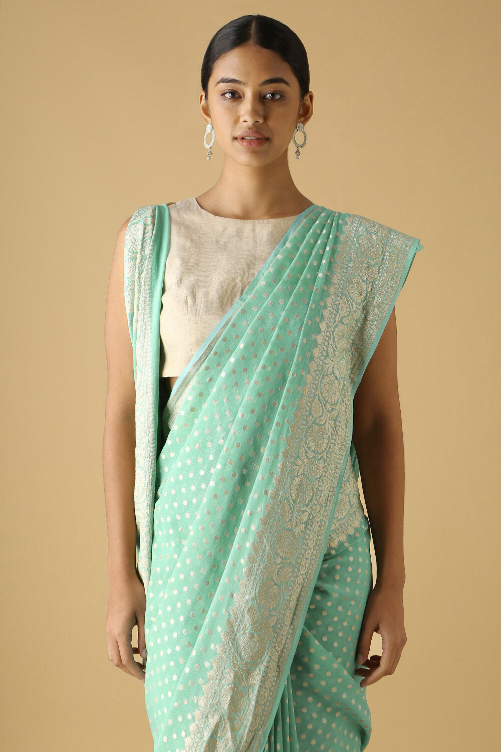 Light Blue Pure Georgette Banarasi Saree image number null