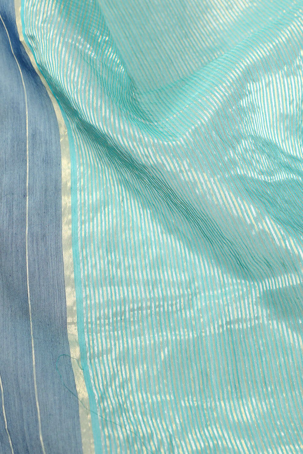 Dark Blue Chanderi Pure Silk Cotton Woven Saree image number null