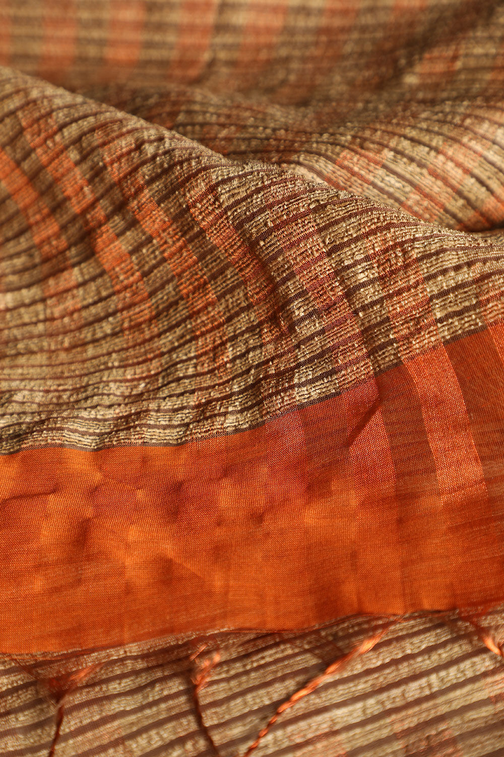 Orange Pure Silk Cotton Woven Maheshwari Saree image number null