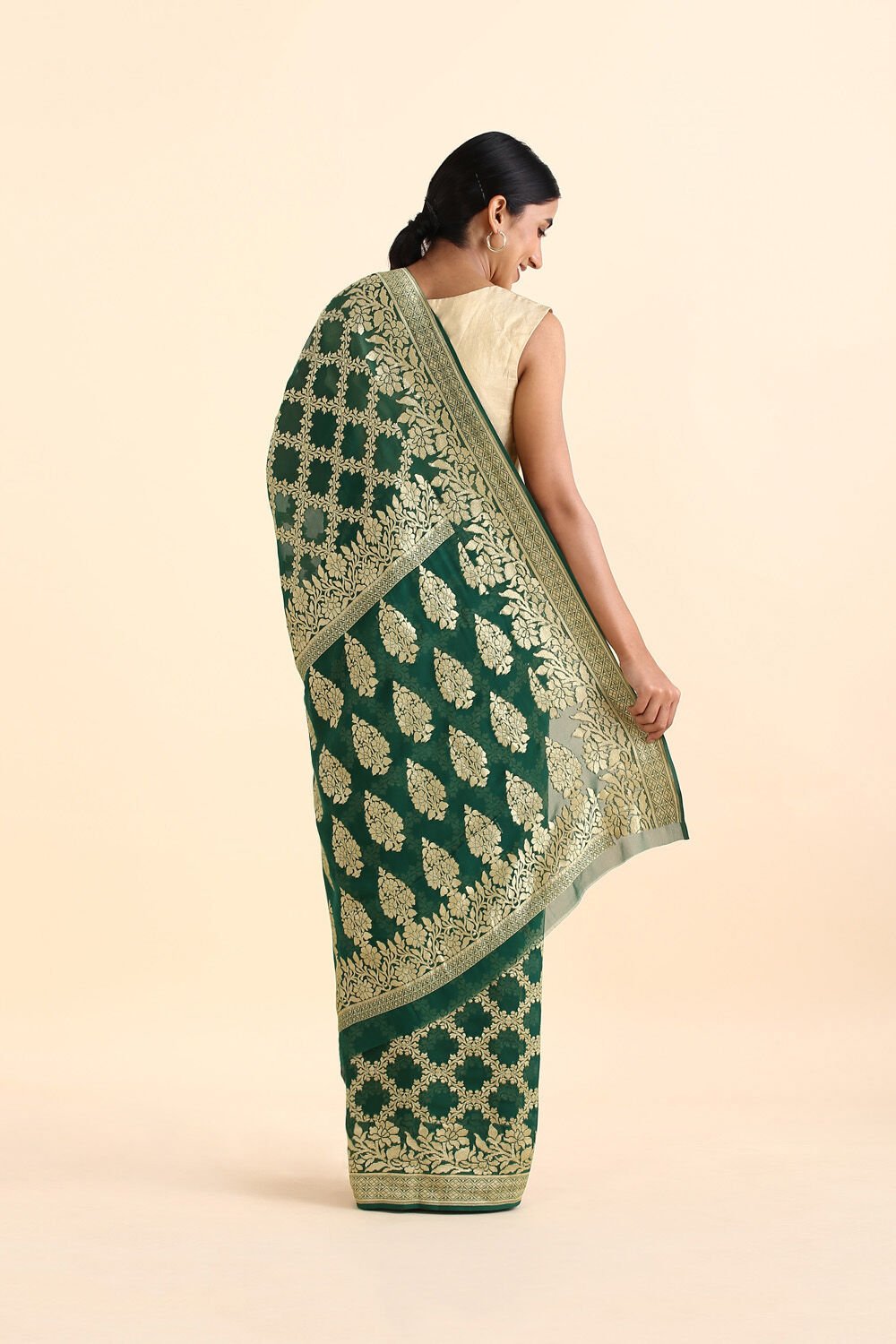 Dark Pure Green Georgette Banarasi Saree image number null