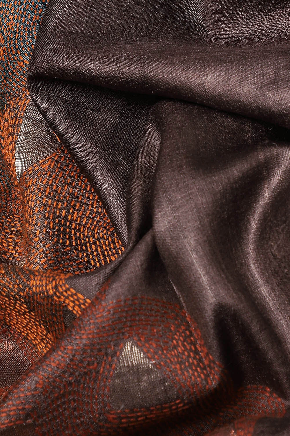Brown Pure Silk Tussar Jamdani Saree image number null