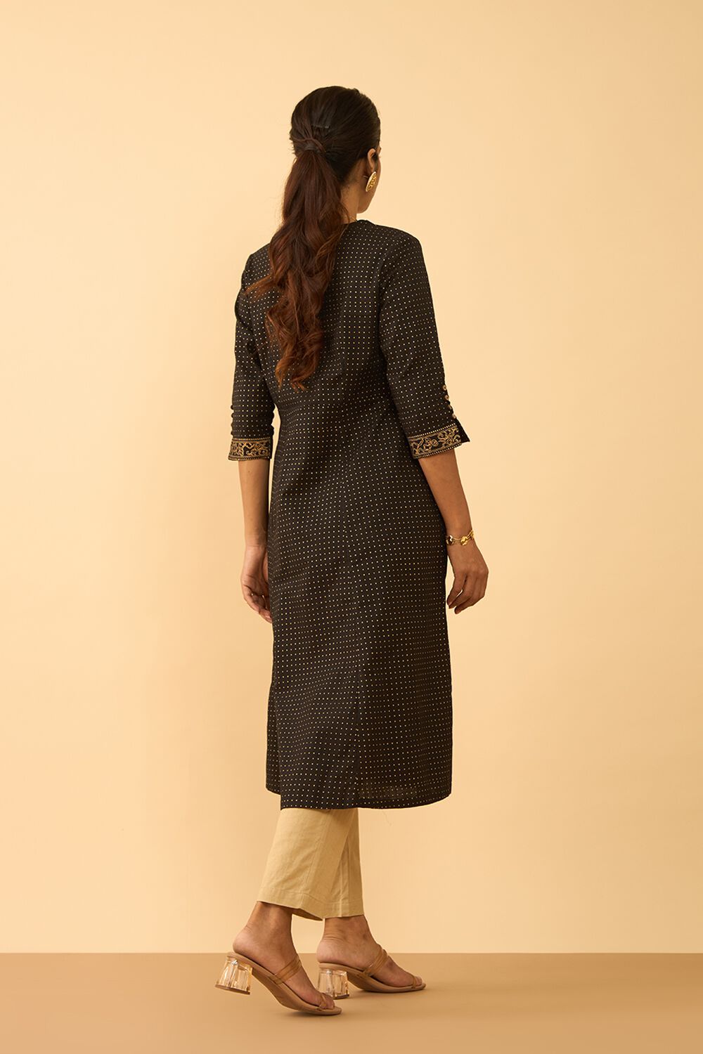 Black Screen Printed Pure Cotton Kurta image number null