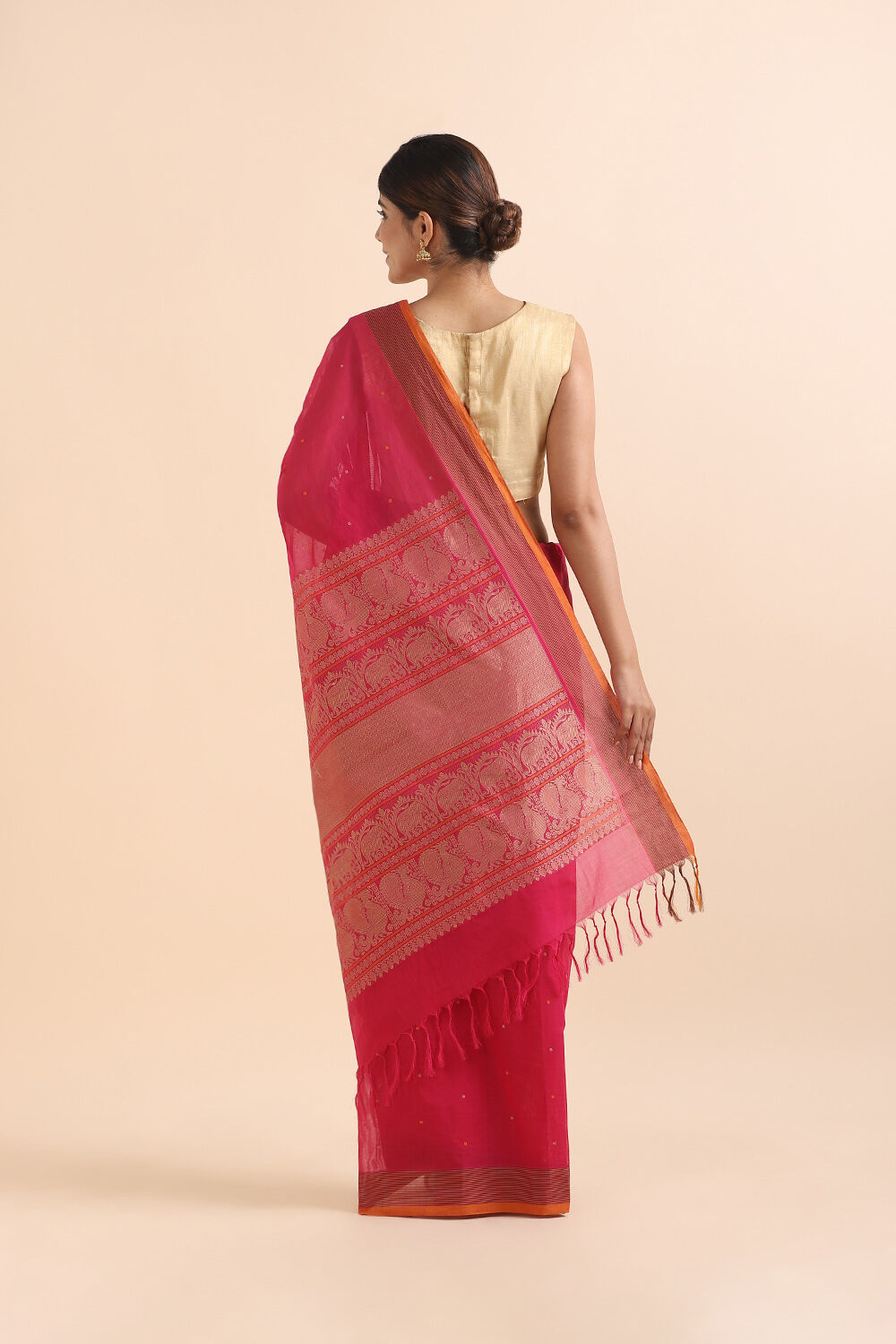 Light Pink Pure Cotton South Saree image number null