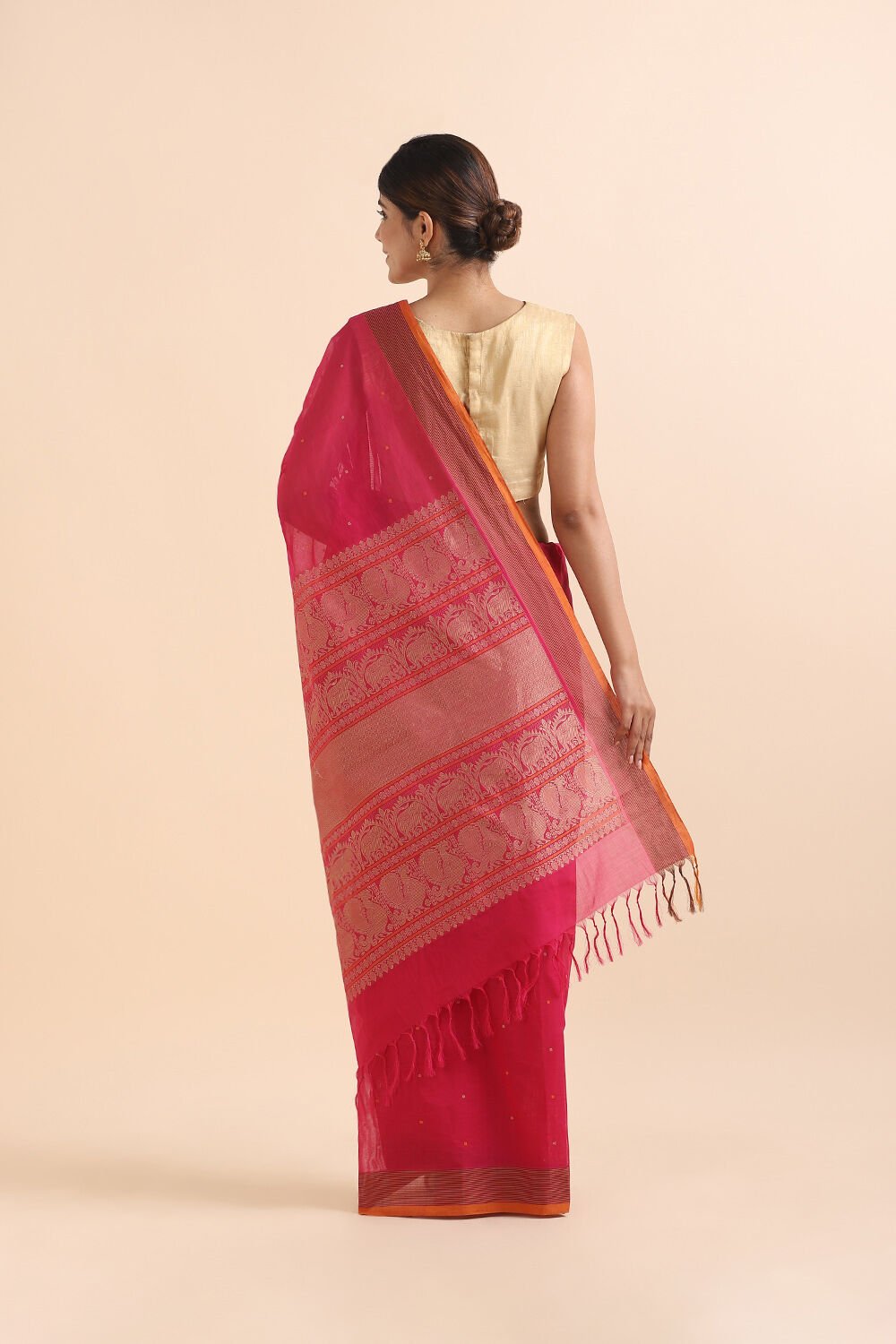 Light Pink Pure Cotton South Saree image number null