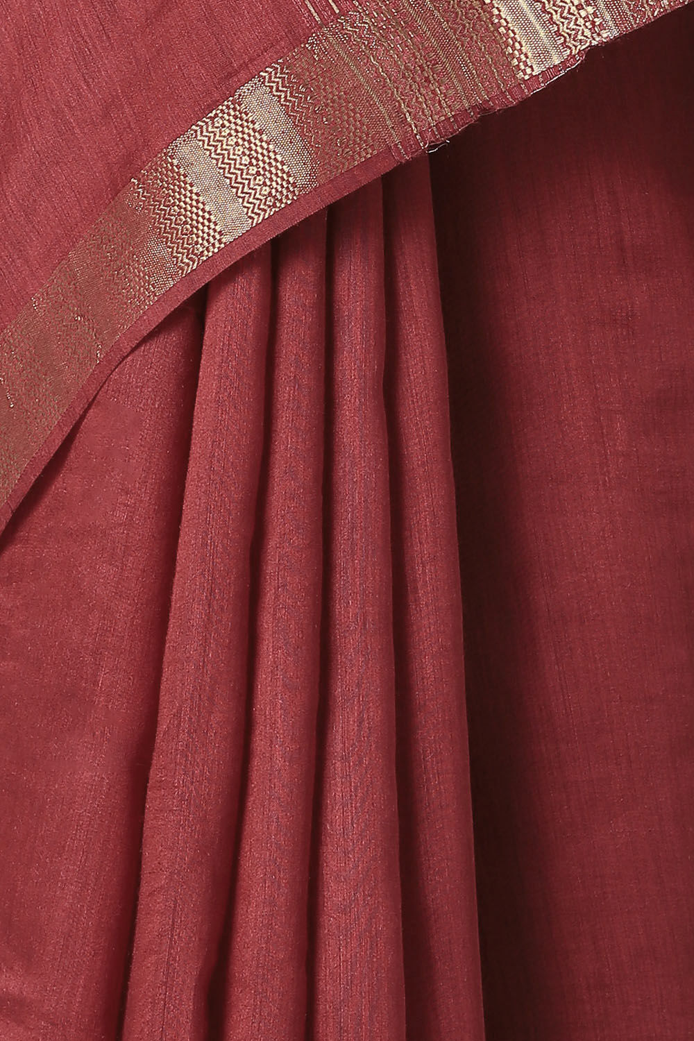 Dark Red Pure Tussar Silk Bhagalpuri Saree image number null