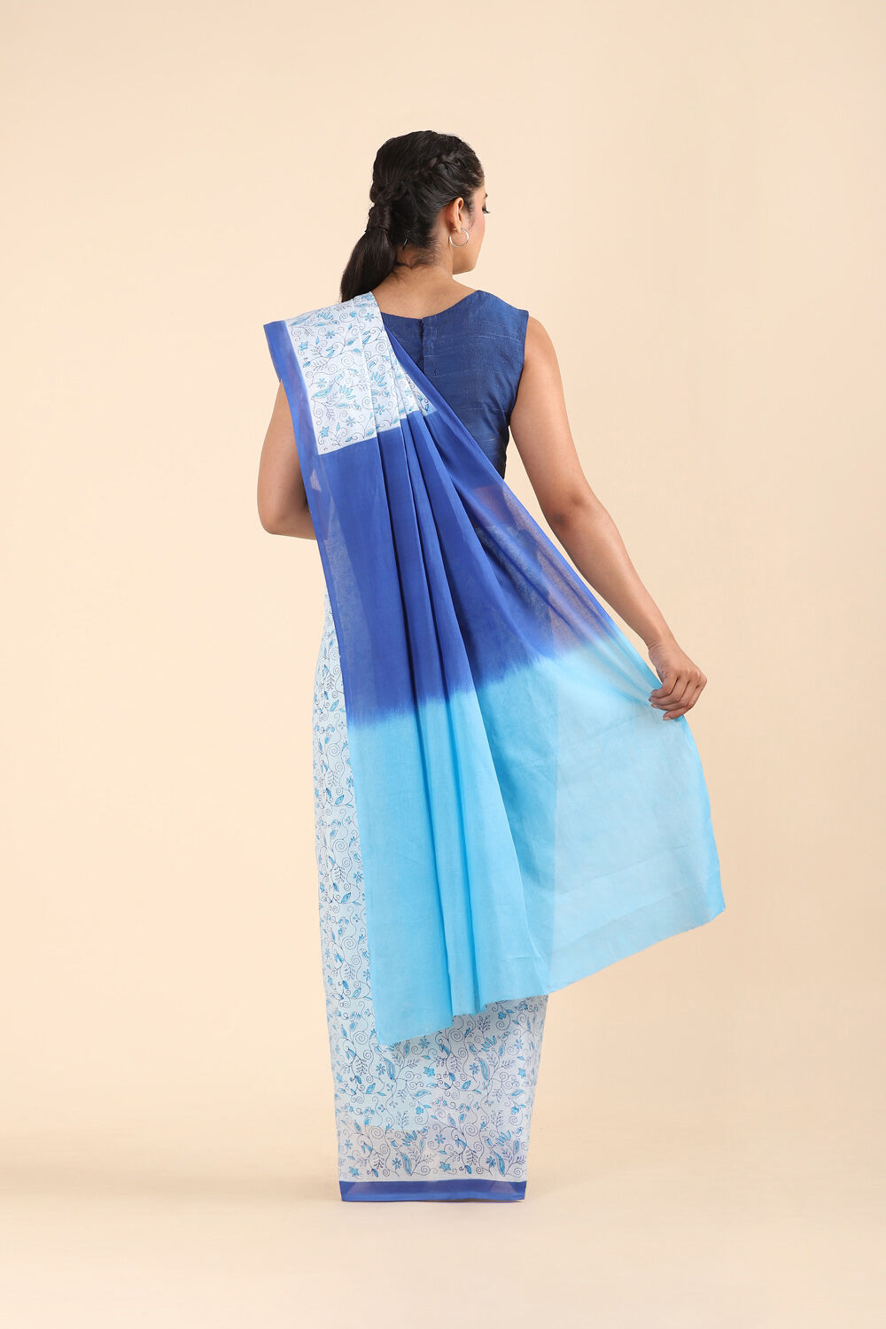 Light Blue Pure Cotton Mulmul Printed Saree image number null