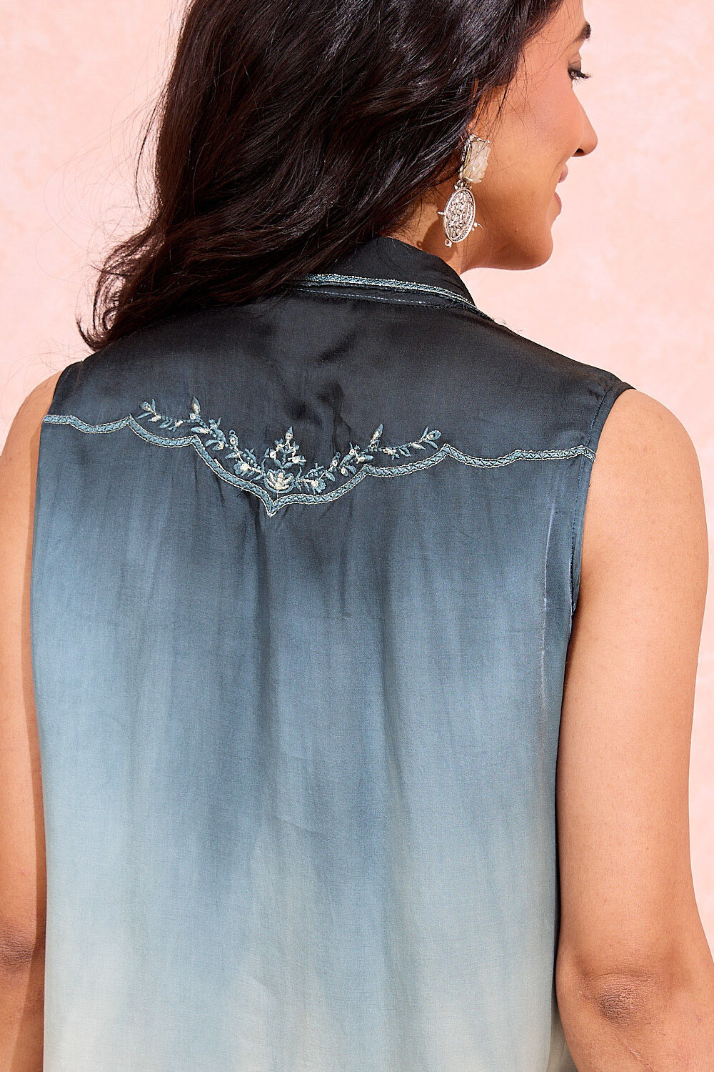 Light Blue Viscose Embroidered Kurta image number null