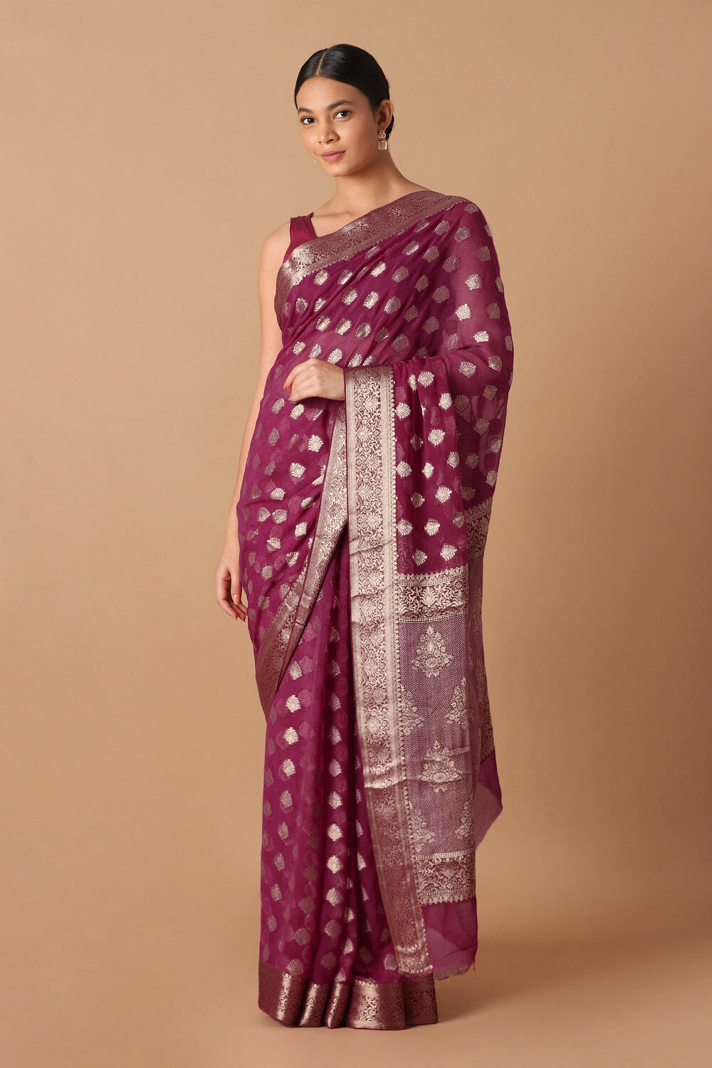 Pink Viscose Pure Georgette Banarasi Saree image number null
