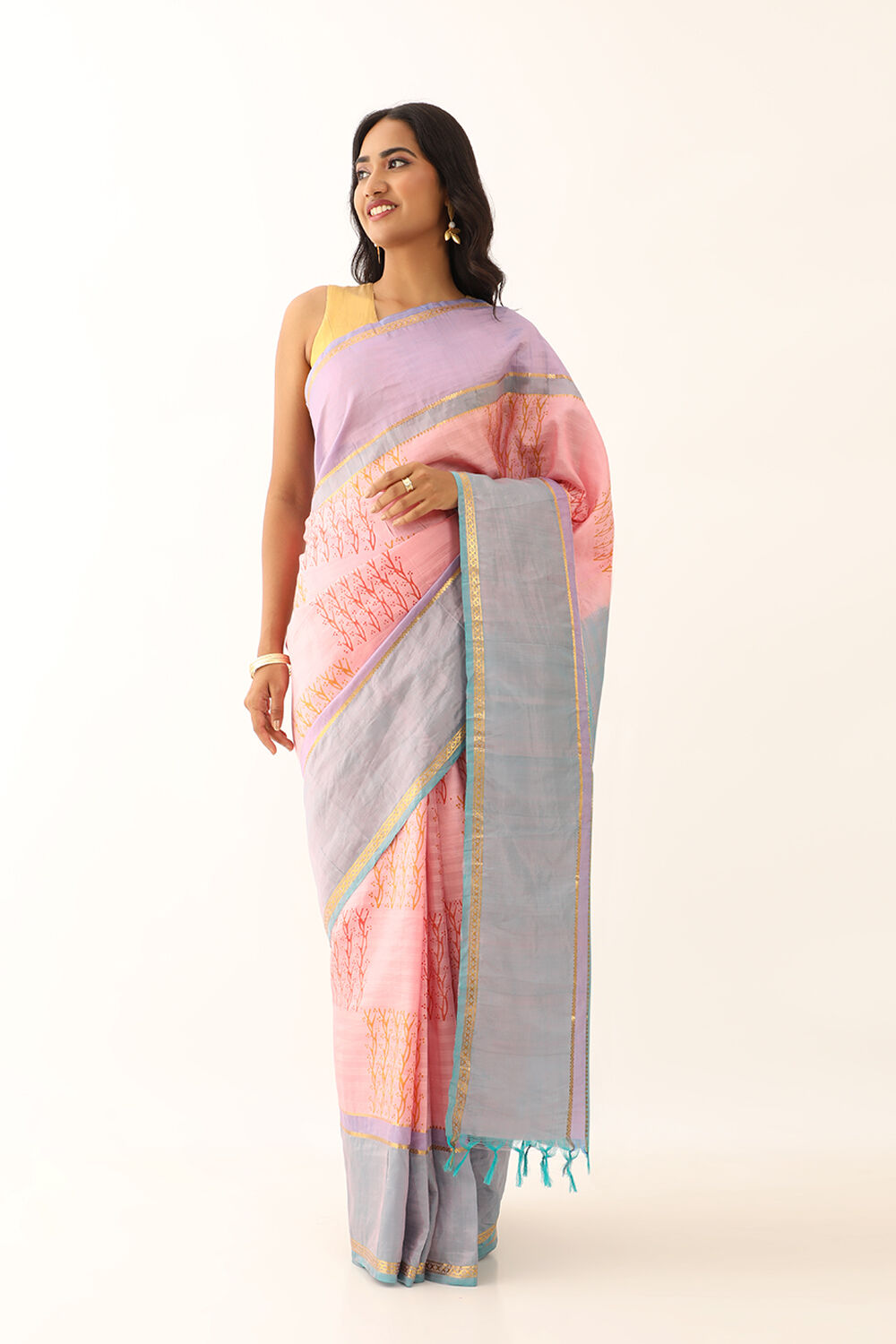 Light Pink Pure Silk South Printed Saree image number null