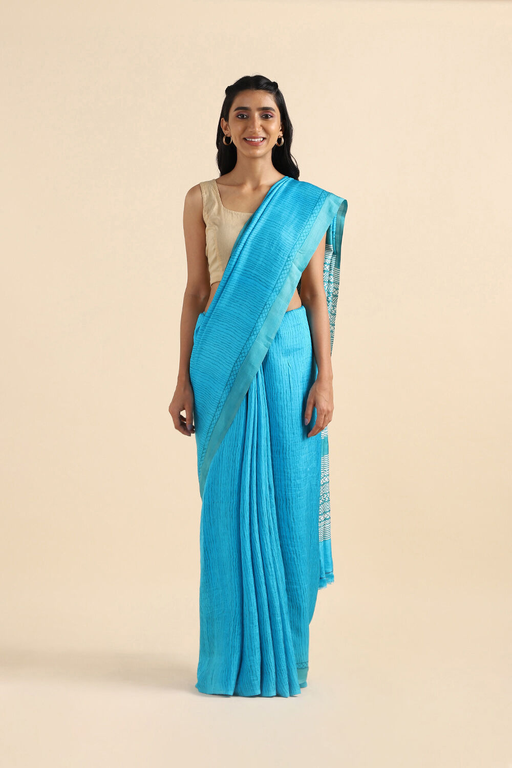 Light Blue Pure Silk Printed Saree image number null