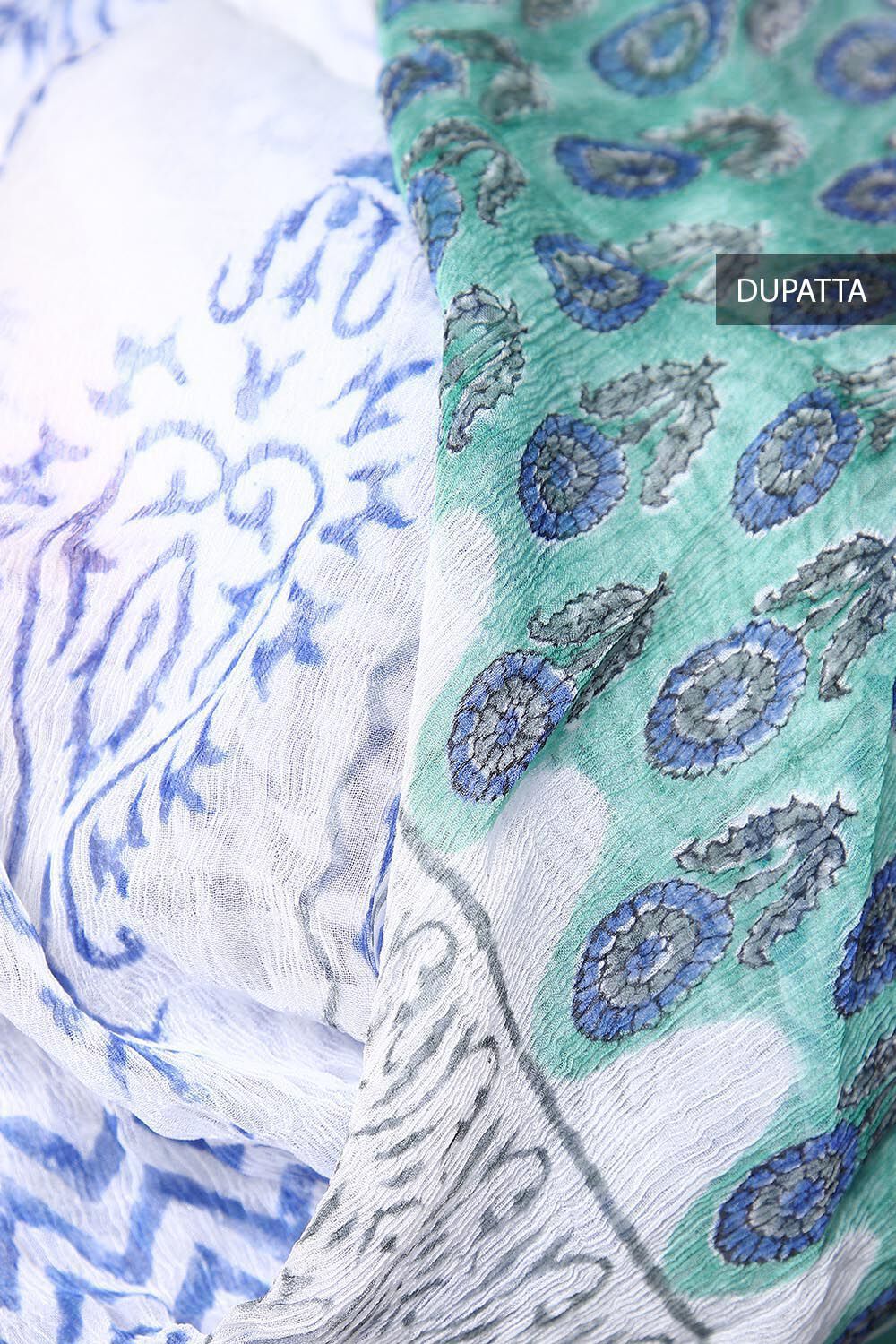 Light Green Block Printed Cotton Suit image number null