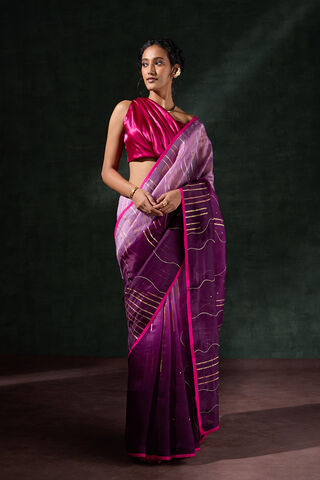 Purple Pure Organza Printed Embroidery Saree thumbnail image number null
