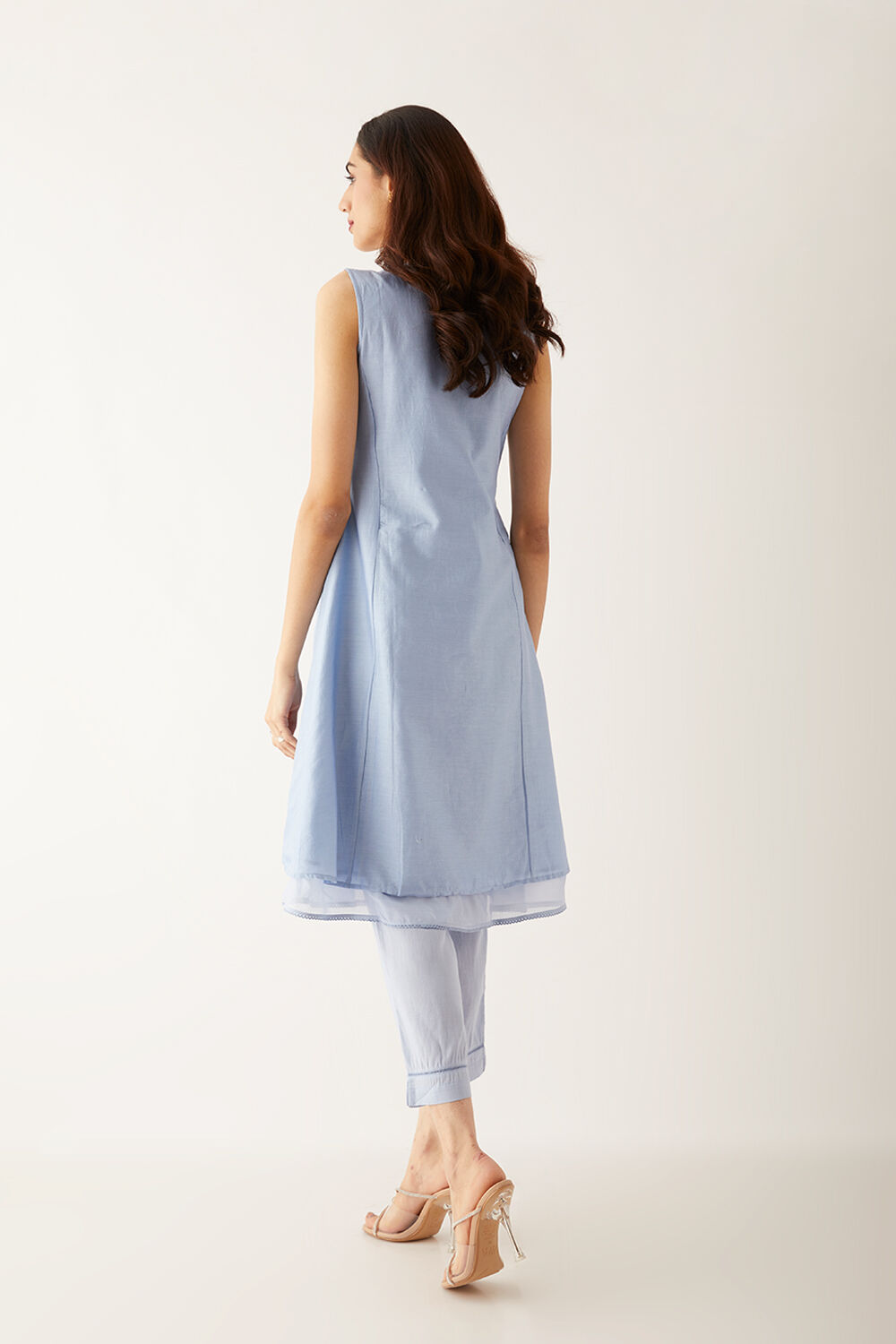 Light Blue Silk Cotton Embroidered Kurta With Trouser image number null