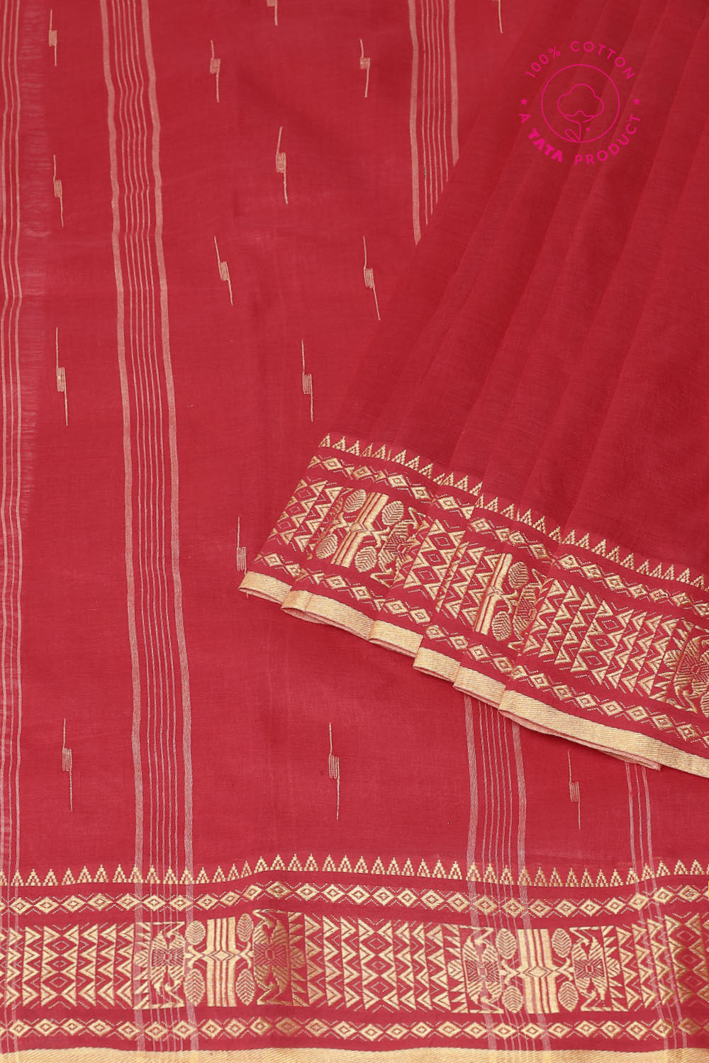 Red Pure Cotton Bengal Saree image number null