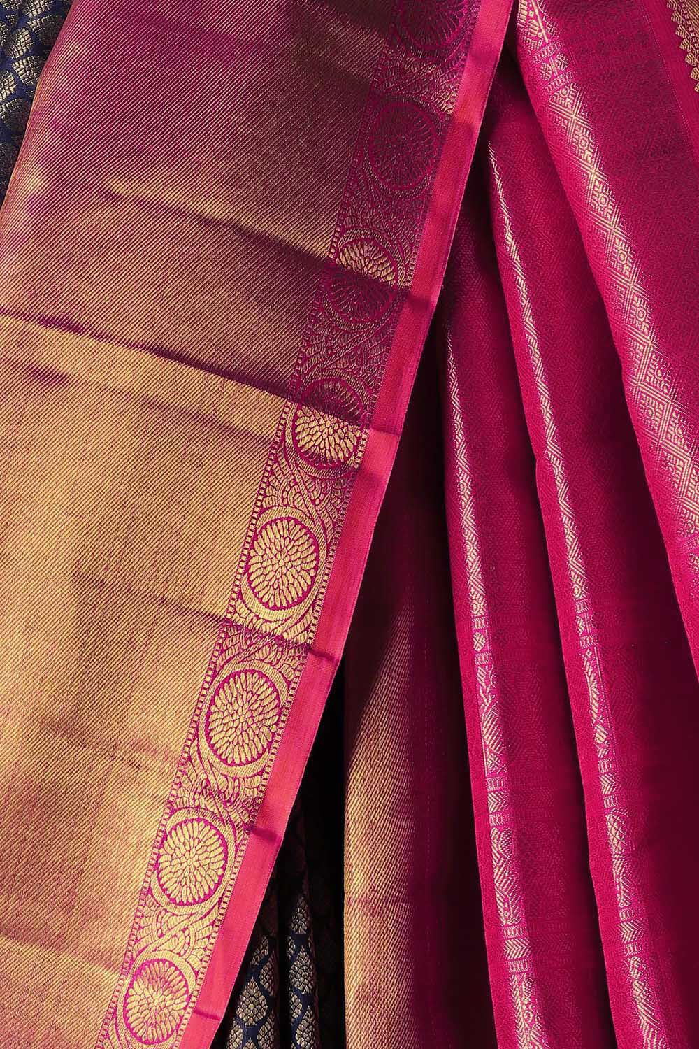 Dark Blue Pure Silk Kanjivaram Saree image number null