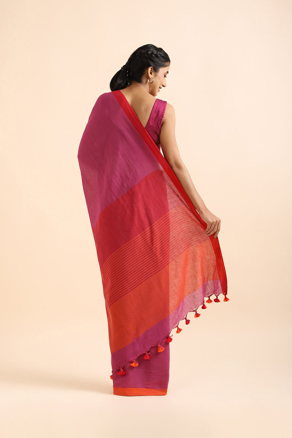 Violet Pure Cotton Bengal Saree image number null