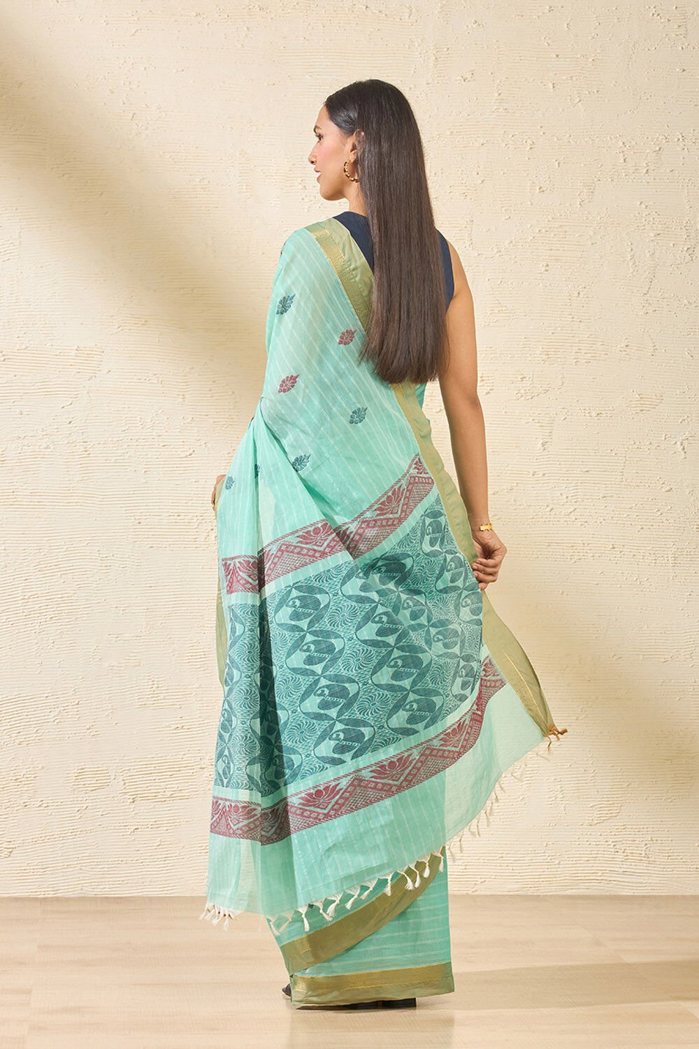 Light Blue Woven South Pure Cotton Saree image number null