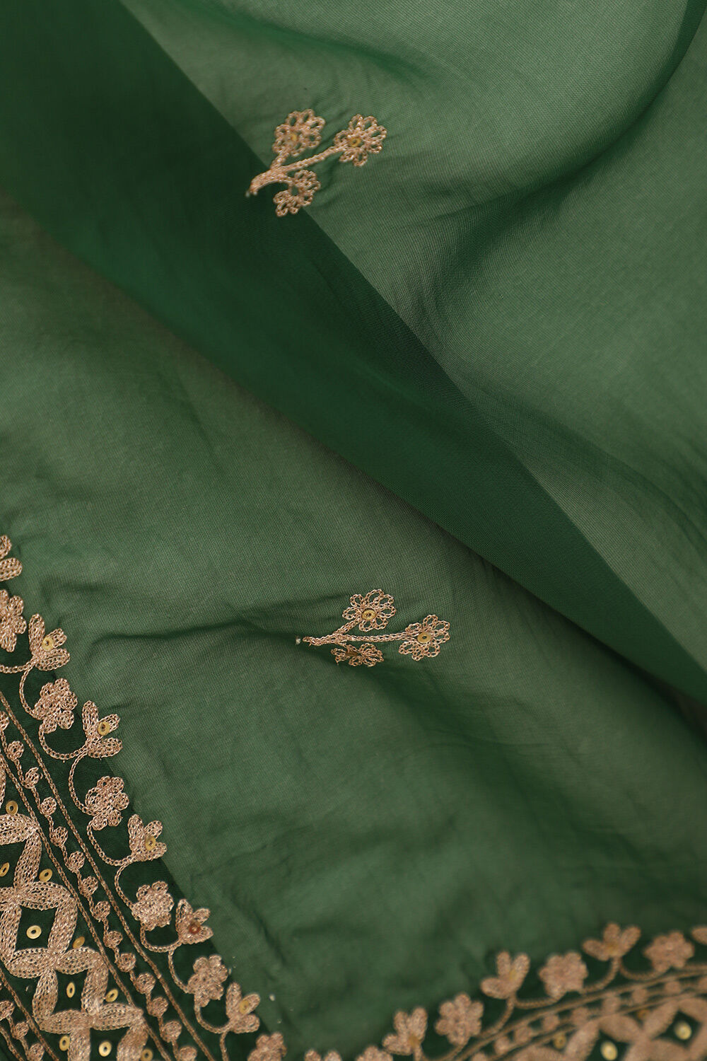 Green Viscose Organza Embroidery Saree image number null