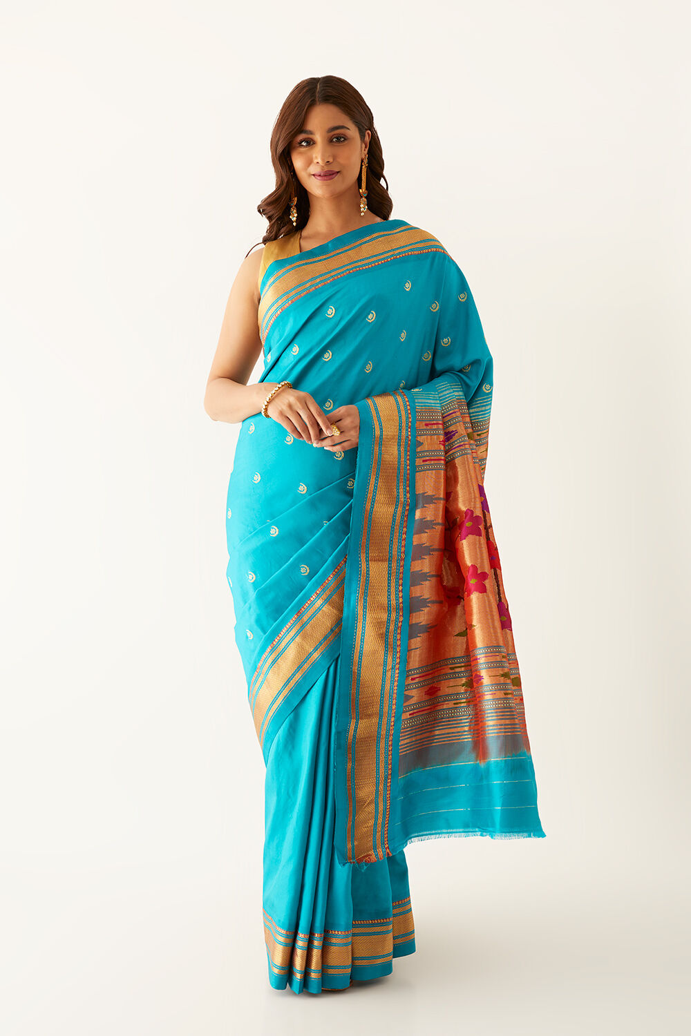Blue Pure Silk Paithani Saree image number null