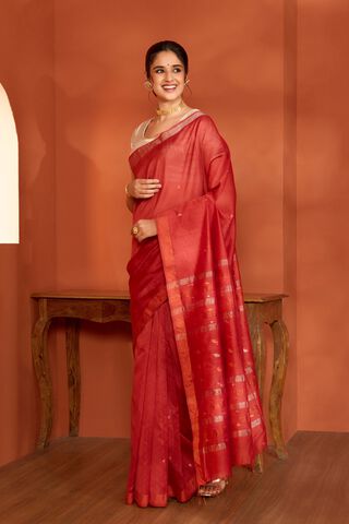 Red Bengal Pure Silk Cotton Jamdani Saree thumbnail image number null